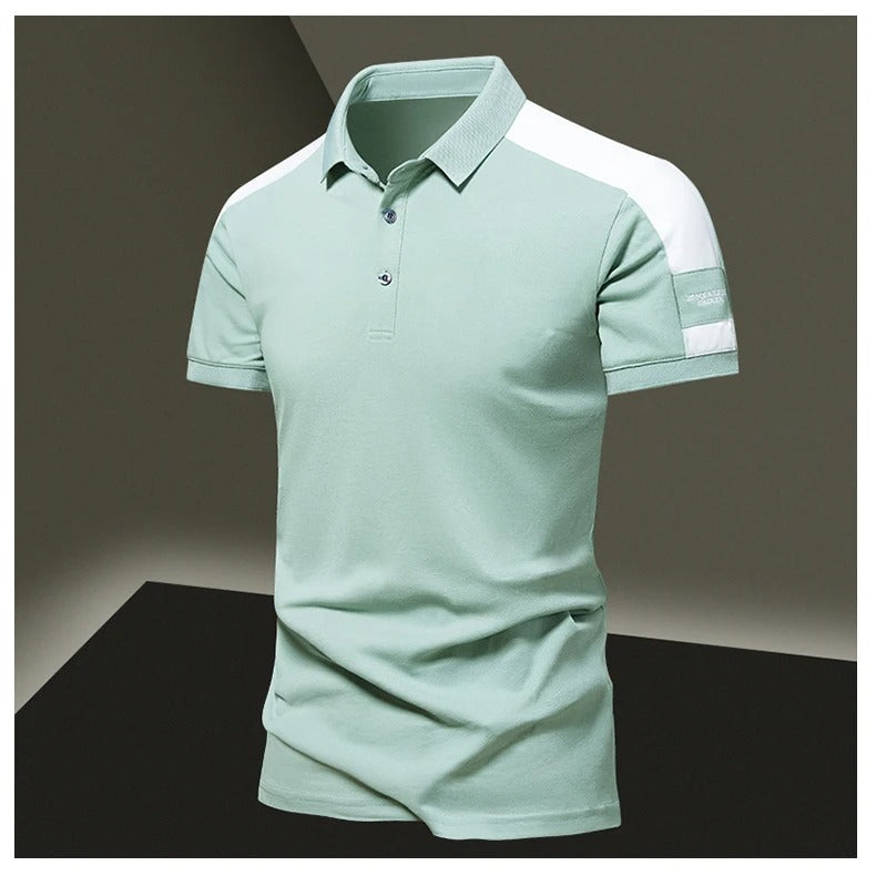 Men’s Polo Shirt – Slim Fit – Breathable Blend – Contrast Shoulder Panels – Smart Casual