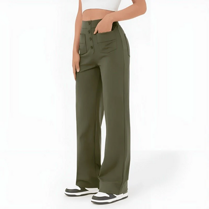 Women’s Wide-Leg Trousers – High Waist – Stretch Fabric – Tailored Fit – Full Length