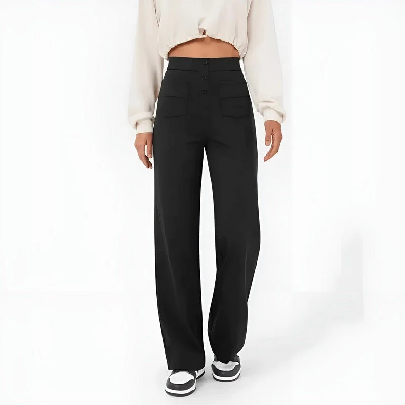 Women’s Wide-Leg Trousers – High Waist – Stretch Fabric – Tailored Fit – Full Length