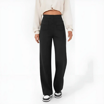 Women’s Wide-Leg Trousers – High Waist – Stretch Fabric – Tailored Fit – Full Length