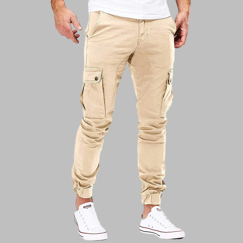 Men’s Cargo Pants – Slim Fit – Cotton Blend – Drawstring Waist – Elastic Cuffs