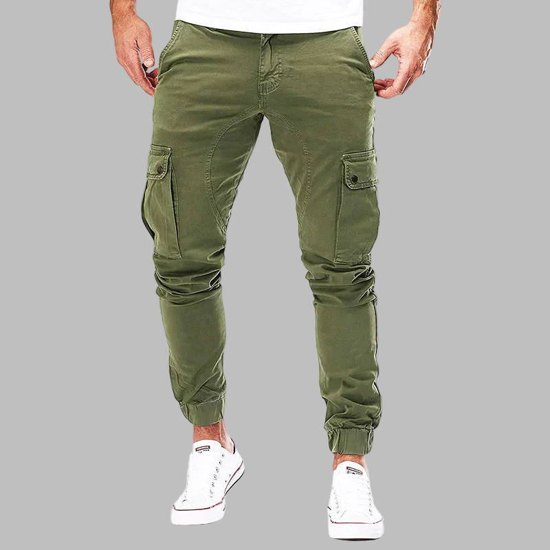 Men’s Cargo Pants – Slim Fit – Cotton Blend – Drawstring Waist – Elastic Cuffs