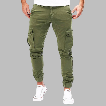 Men’s Cargo Pants – Slim Fit – Cotton Blend – Drawstring Waist – Elastic Cuffs