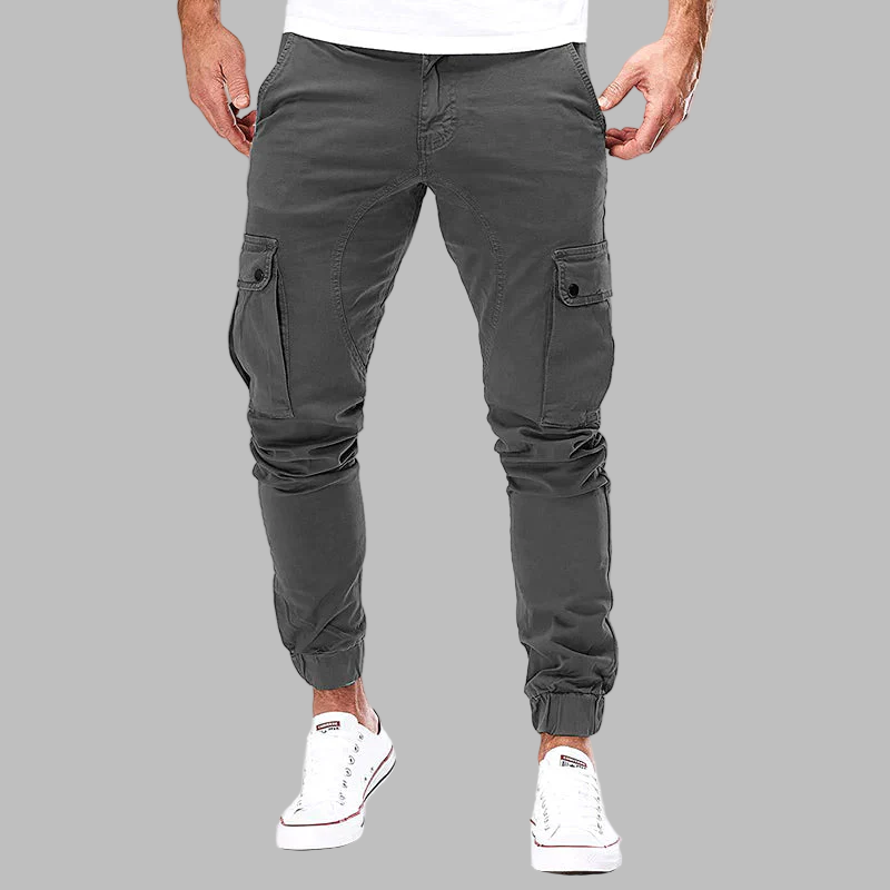 Men’s Cargo Pants – Slim Fit – Cotton Blend – Drawstring Waist – Elastic Cuffs