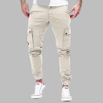 Men’s Cargo Pants – Slim Fit – Cotton Blend – Drawstring Waist – Elastic Cuffs