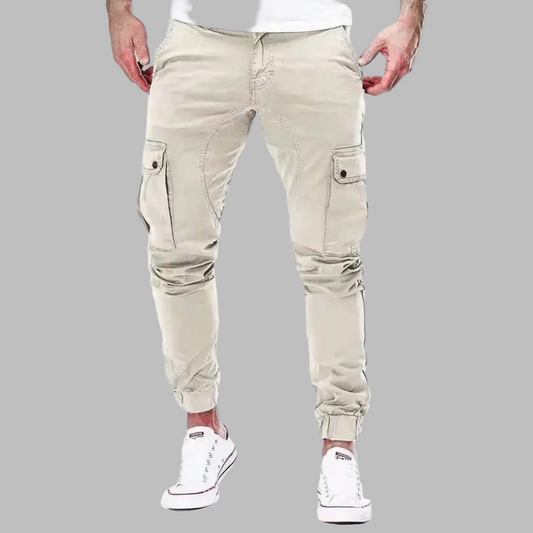Men’s Cargo Pants – Slim Fit – Cotton Blend – Drawstring Waist – Elastic Cuffs