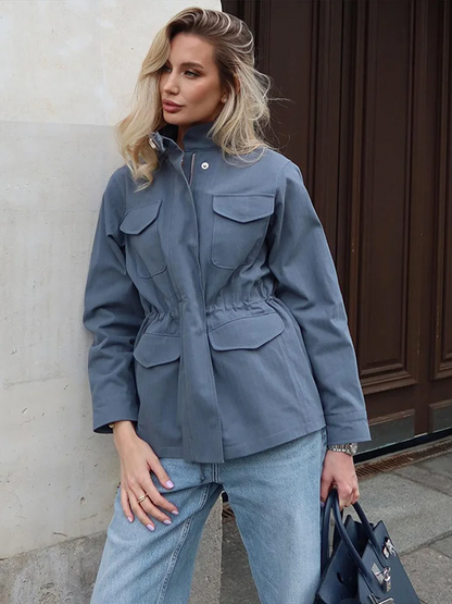 Women’s Windbreaker Jacket – Relaxed Fit – Lightweight – Zipper Front – Stand Collar