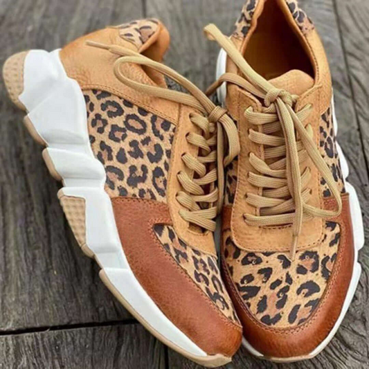 Women’s Trainers – Chunky Sole – Bold Print – Lace-Up – Cushioned Comfort