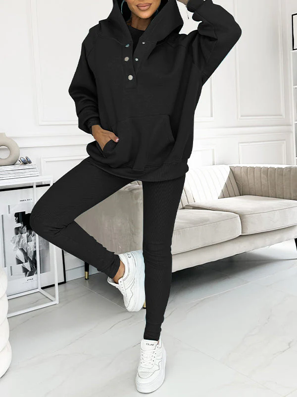 Women’s Three-Piece Set - Tank Top - Hooded Sweatshirt - Slim Fit Pants - Knit - Ankle Length