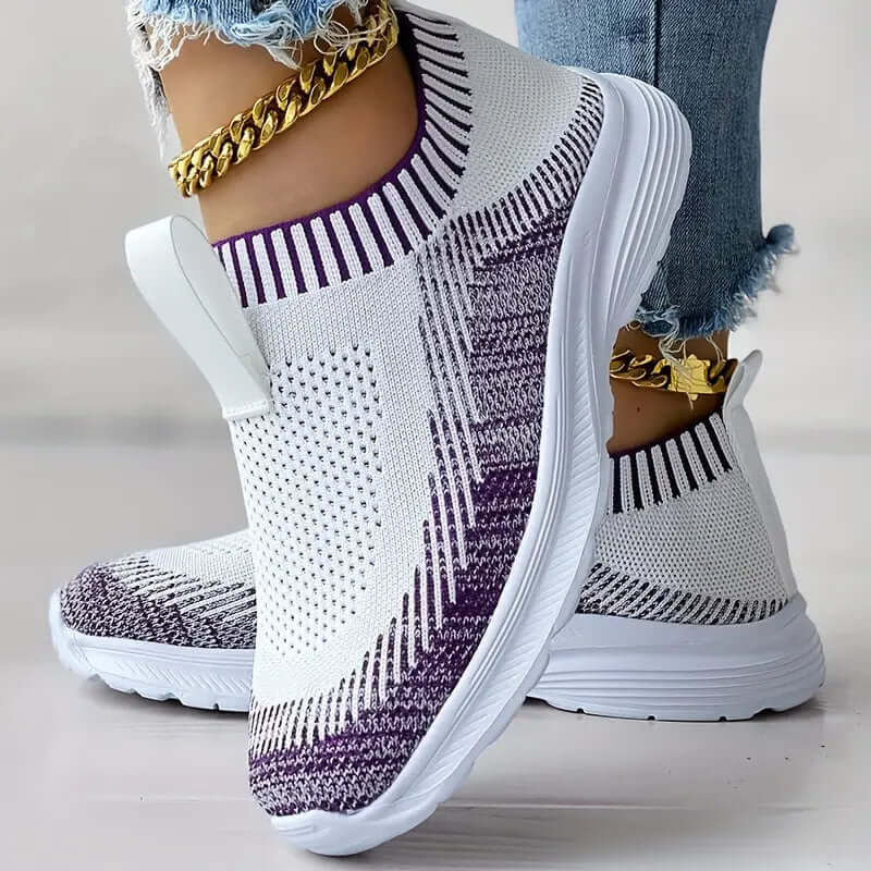 Women’s Slip-On Trainers – Knitted Upper – Breathable Fit – Cushioned Sole