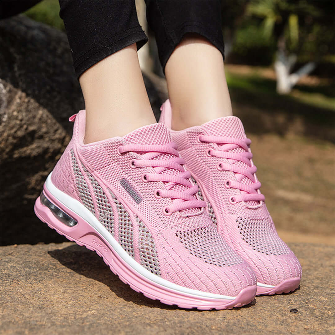 Women’s Sneakers – Breathable Mesh – Cushioned Sole – Lace-Up Athletic Fit