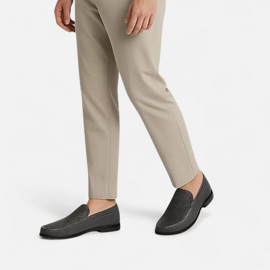 Men’s Loafers – Slip-On – Moc-Toe – Woven Texture – Low Heel – Structured Fit
