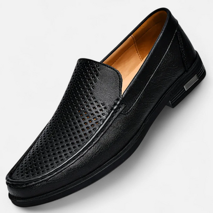 Men’s Loafers – Slip-On – Moc-Toe – Woven Texture – Low Heel – Structured Fit