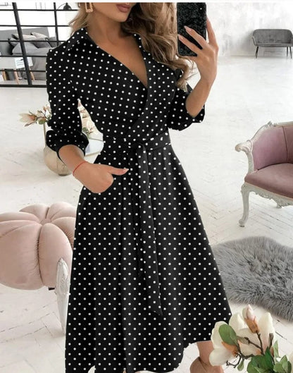 Women's Wrap Dress - V-Neck - Long Sleeve - Adjustable Waist Tie - Butterfly Print