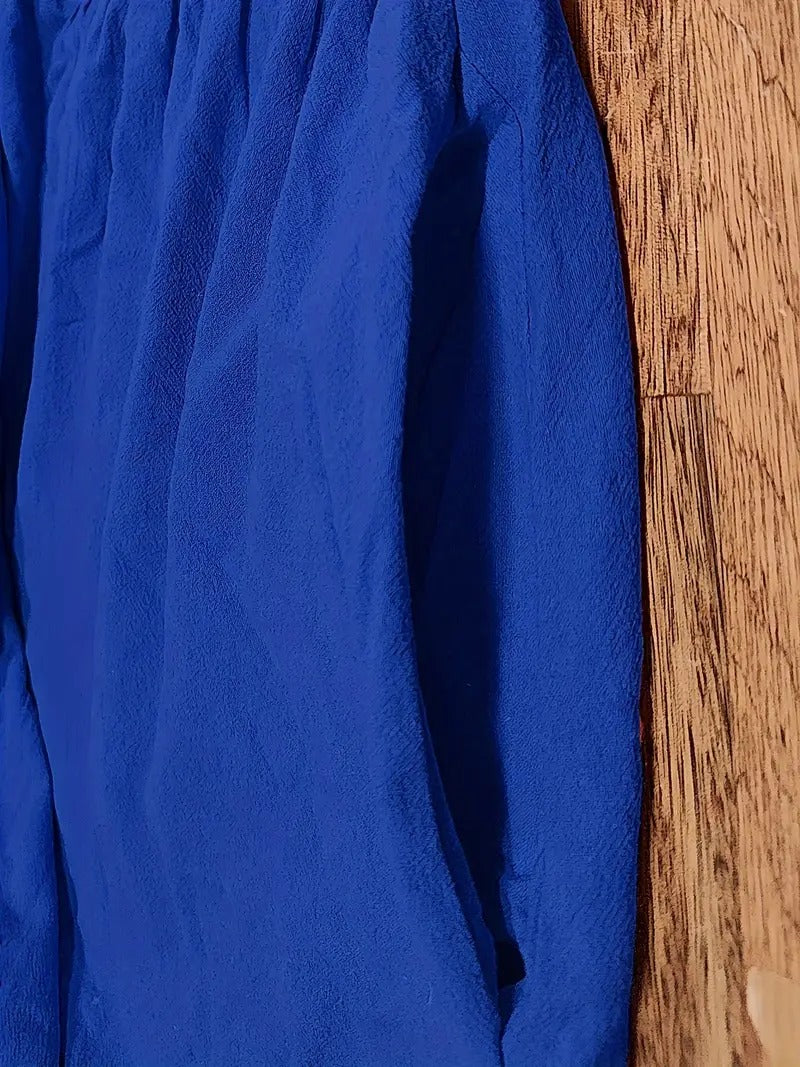 Women's Maxi Dress - Short Sleeve A-Line - Crew Neck Loose Fit - Flowy Casual Wear