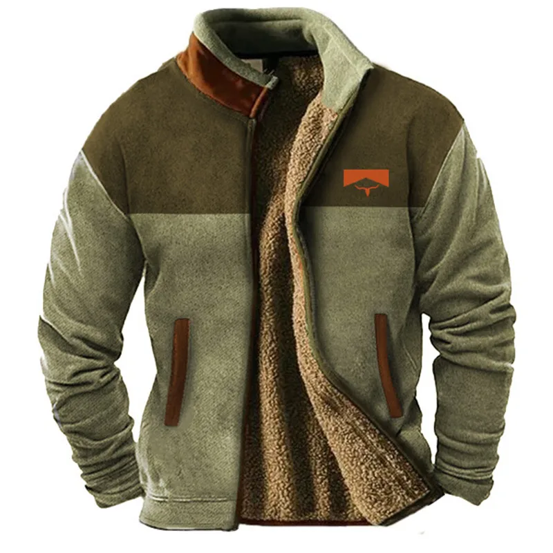 Harrison Relaxed Fit Fleece Jacket | Sherpa Lined Color Block Jacket