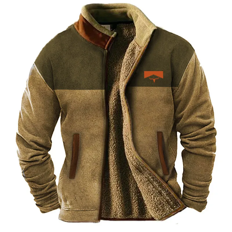 Harrison Relaxed Fit Fleece Jacket | Sherpa Lined Color Block Jacket
