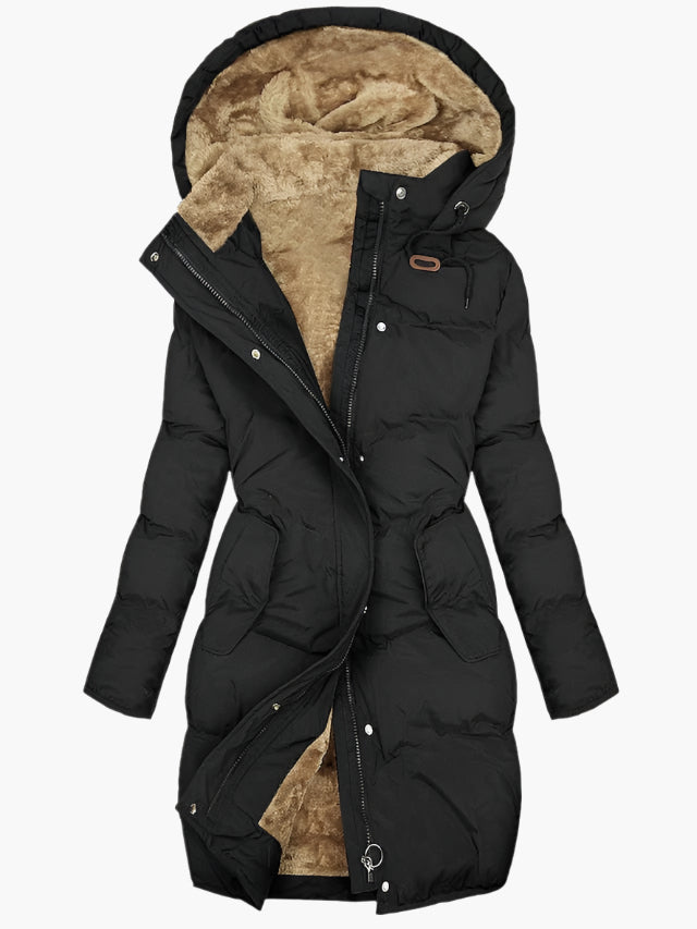 Isla Fitted Quilted Puffer Coat | Hooded Zip Front Coat