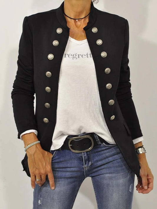 Women’s Jacket – Tailored Fit – Double Breasted – Stand Collar – Breathable Blend