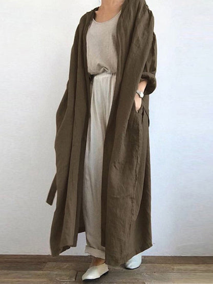 Women’s Trench Coat – Oversized Fit – Lightweight Draped – Open Front – Ankle Length