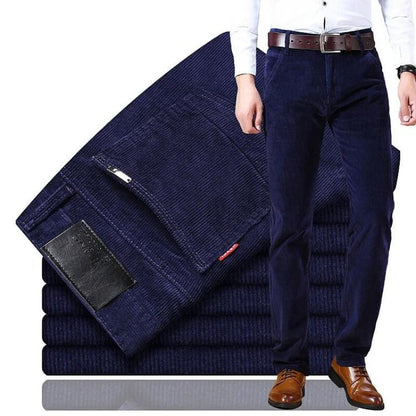 Men’s Corduroy Pants – Tailored Fit – Straight Leg – Full Length – Button Waist