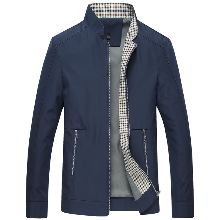 Men’s Bomber Jacket – Woven Matte Fabric – Stand Collar – Ribbed Cuffs – Zip Pockets