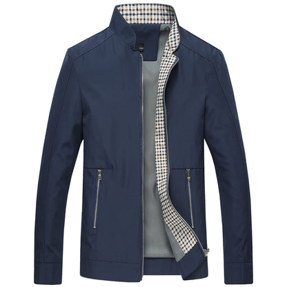 Men’s Bomber Jacket – Woven Matte Fabric – Stand Collar – Ribbed Cuffs – Zip Pockets