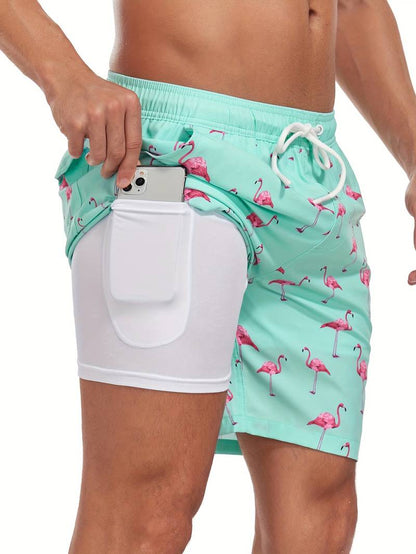 Men’s Beach Shorts – Relaxed Fit – Quick-Dry Breathable Blend – Inner Liner – Pocket