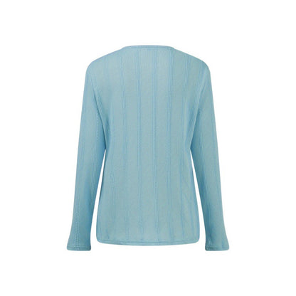 Women’s Blouse – Cotton Blend – Regular Fit – Long Sleeve Crew Neck – Textured Pattern