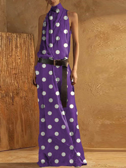 Women’s Maxi Tank Dress – High Neck – Sleeveless – Flowy Fit – Breathable Blend