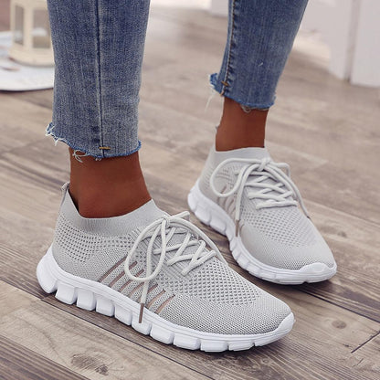 Women’s Sneakers – Breathable Mesh – Sock-Like Fit – Cushioned Sole – Lace-Up Design