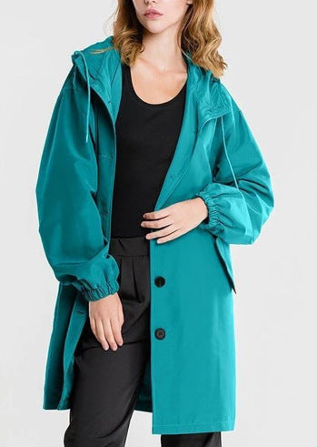 Daisy Hooded Coat | Button Front Side Pockets Coat