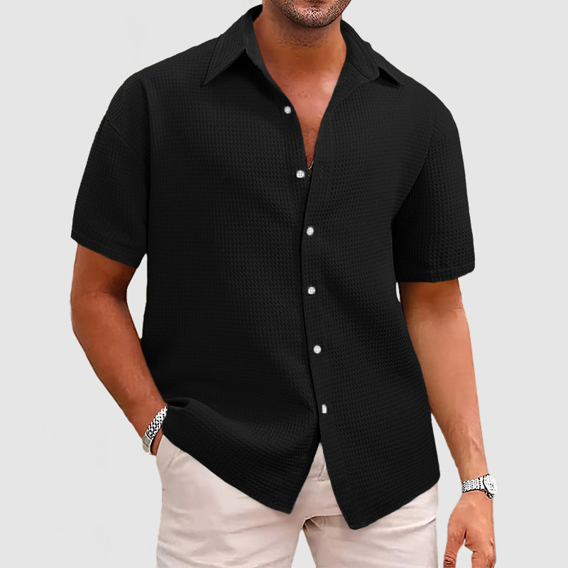 Men’s Short Sleeve Shirt – Relaxed Fit – Waffle Knit – Soft Breathable Texture