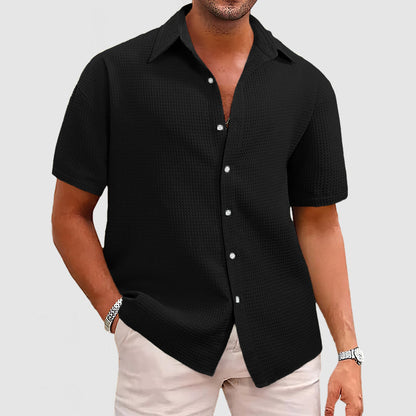 Men’s Short Sleeve Shirt – Relaxed Fit – Waffle Knit – Soft Breathable Texture