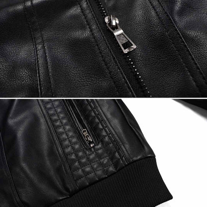 Men’s Motorcycle Jacket – Leather Look – Structured Fit – Hoodie Layer – Zipper Pockets