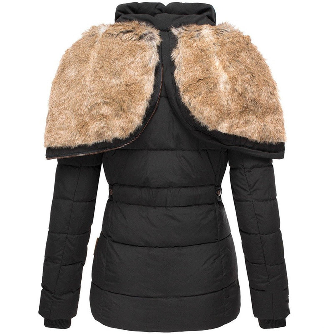 Isabella Quilted Hooded Puffer Jacket | Fur Trim Zipper Pockets Jacket