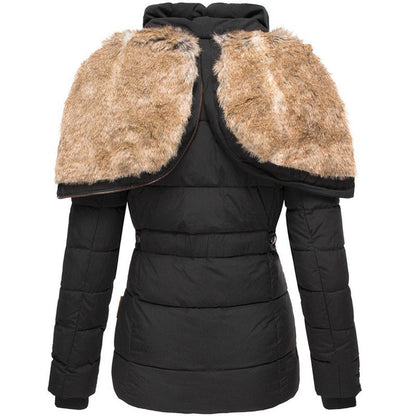 Isabella Quilted Hooded Puffer Jacket | Fur Trim Zipper Pockets Jacket