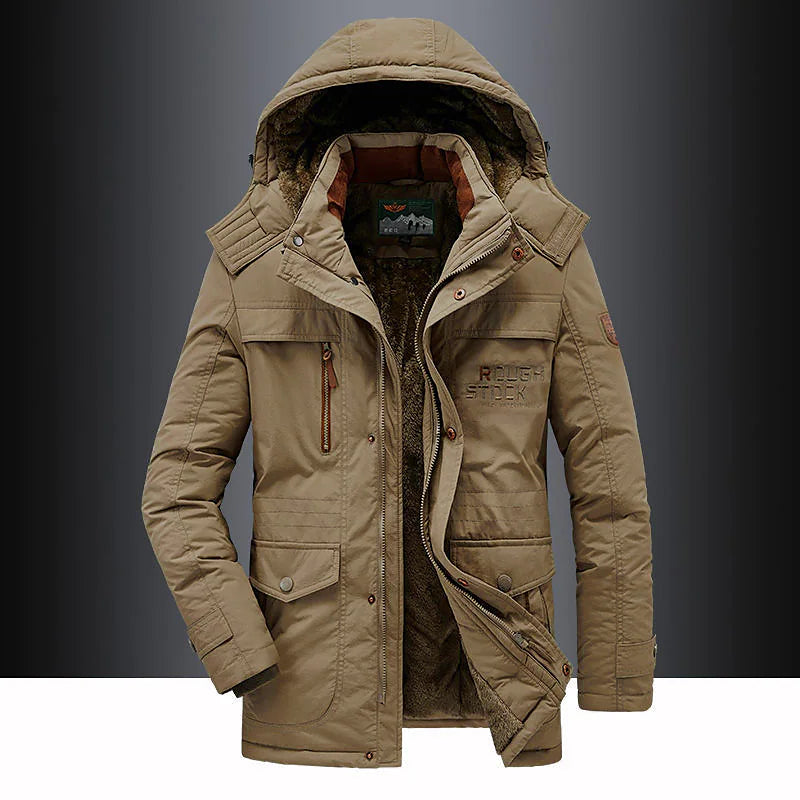 Sebastian Hooded Relaxed Fit Parka Jacket | Fleece Lined Thigh-Length Jacket