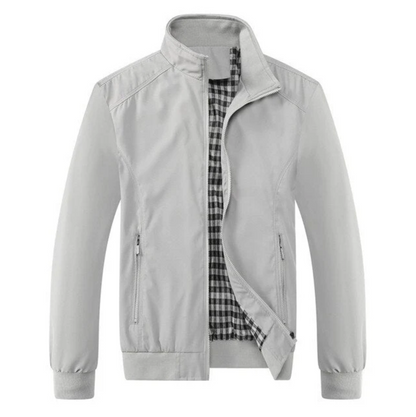 Men’s Bomber Jacket – Woven Matte Fabric – Stand Collar – Ribbed Cuffs – Zip Pockets