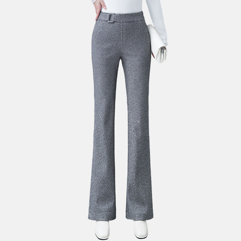 Fiona High-Waisted Flared Pants | Belted Tailored Full-Length Trousers