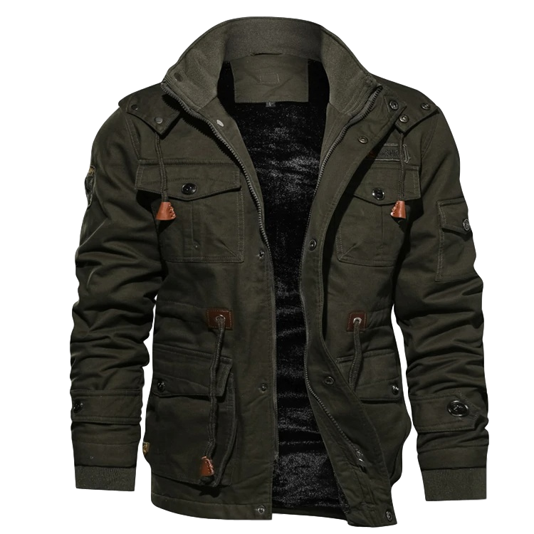 Men’s Jacket – Structured Fit – Breathable Blend – Utility Pockets – Hip Length