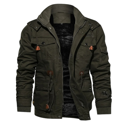 Men’s Jacket – Structured Fit – Breathable Blend – Utility Pockets – Hip Length