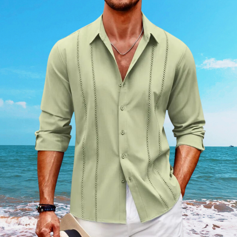 Men’s Button-Up Shirt – Relaxed Fit – Long Sleeve – Breathable Blend – Casual Wear