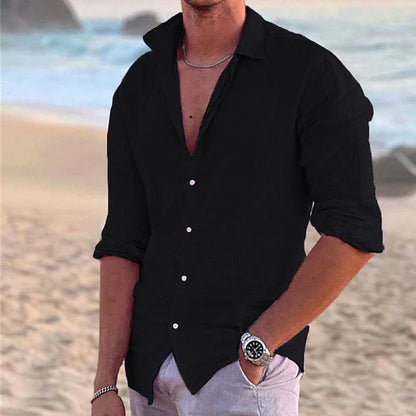 Men’s Button-Up Shirt – Relaxed Fit – Long Sleeve – Breathable Natural Fibers