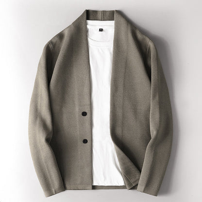 Men’s Cardigan – Soft Chunky Knit – Relaxed Fit – Shawl Collar – Button Front Layers