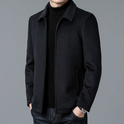 Men’s Jacket – Slim Fit – Soft Textured Fabric – Zipper Closure – Hip Length