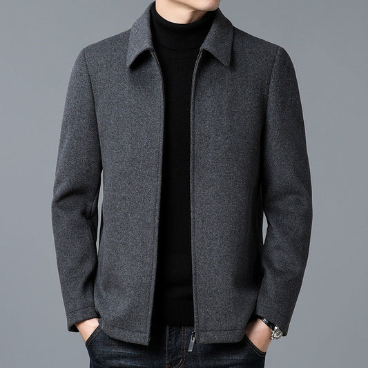 Men’s Jacket – Slim Fit – Soft Textured Fabric – Zipper Closure – Hip Length