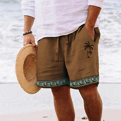 Men’s Beach Shorts – Relaxed Fit – Graphic Print – Breathable Blend – Drawstring Waist