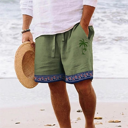 Men’s Beach Shorts – Relaxed Fit – Graphic Print – Breathable Blend – Drawstring Waist
