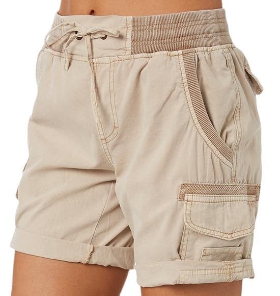 Women’s Cargo Shorts – Relaxed Fit – Elastic Waist – Breathable Blend – Utility Pockets